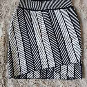 Maje Black and White Chevron Pencil Skirt